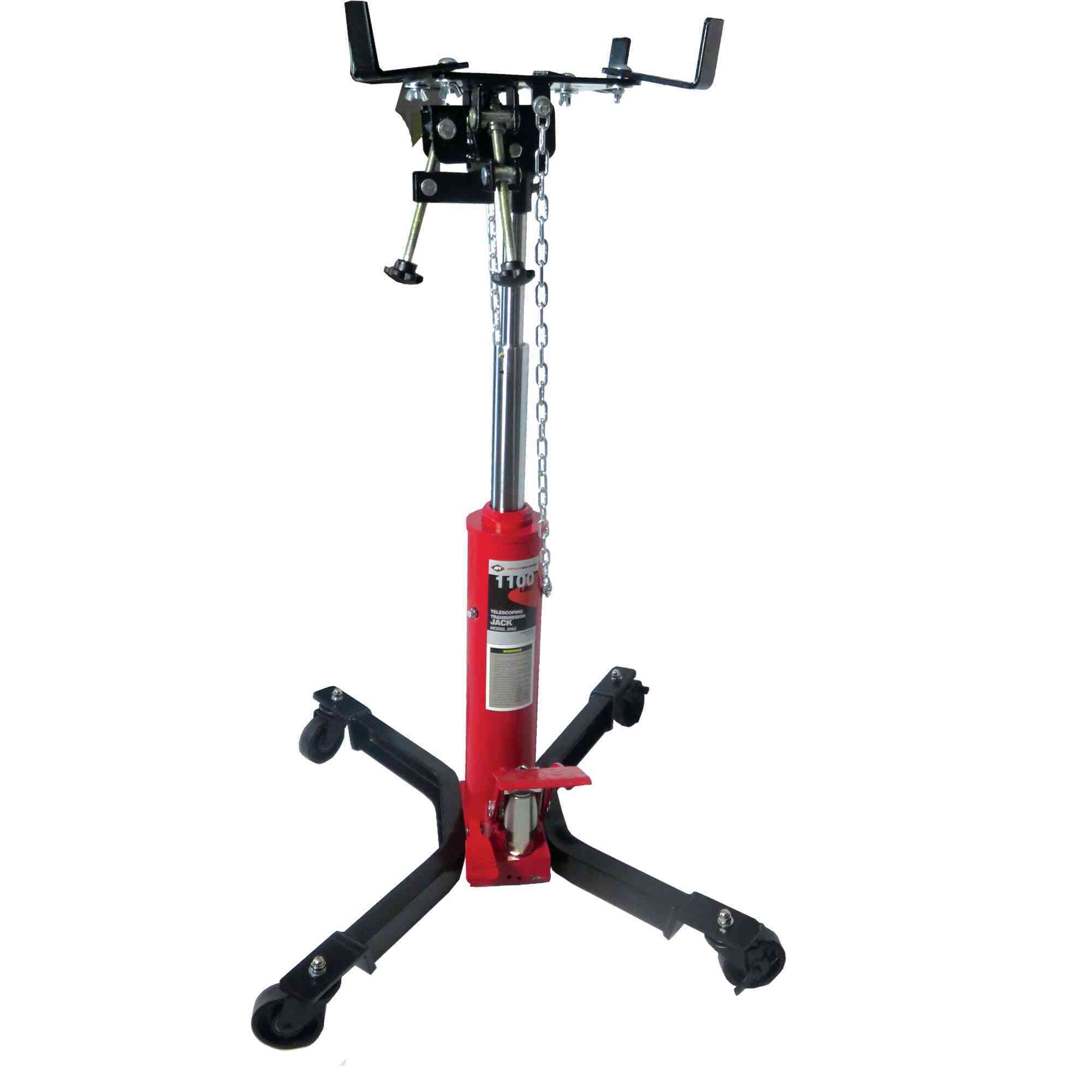 American Forge & Foundry Transmission Jack — Hydraulic, Telescopic, Two-Stage, 1,100-Lb. Capacity, 37in. to 78in. Height, Manual Foot Pedal, Double Pump Quick Lift, Model# 3052